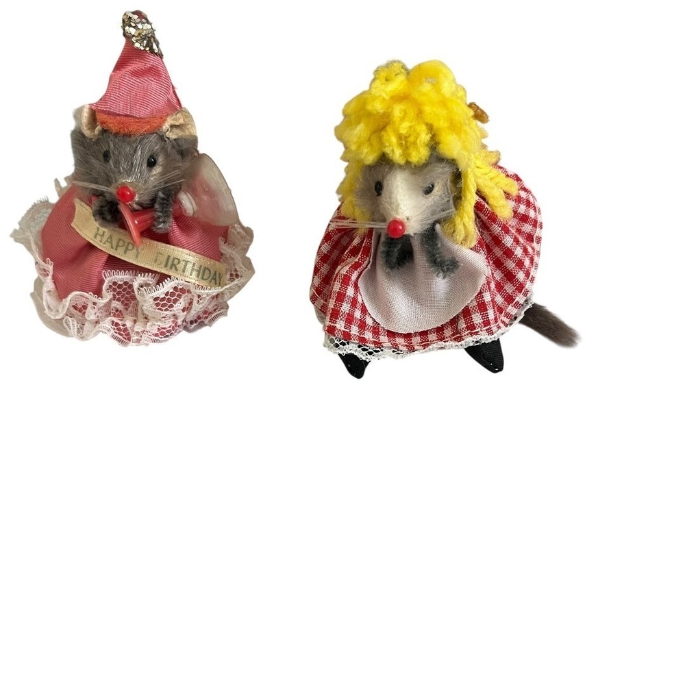 14 Vintage Mice Felt Real Mouse Figurines Mix Style Holiday Patriotic Misc Decor - Picture 4 of 17
